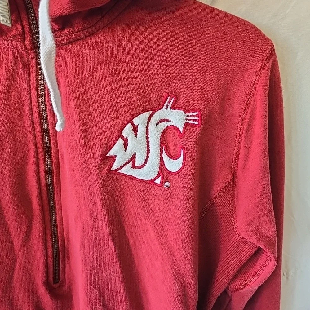 Nike Washington State Cougars 1/2‎ Zip Hoodie Sweatshirt Red White Women's XL